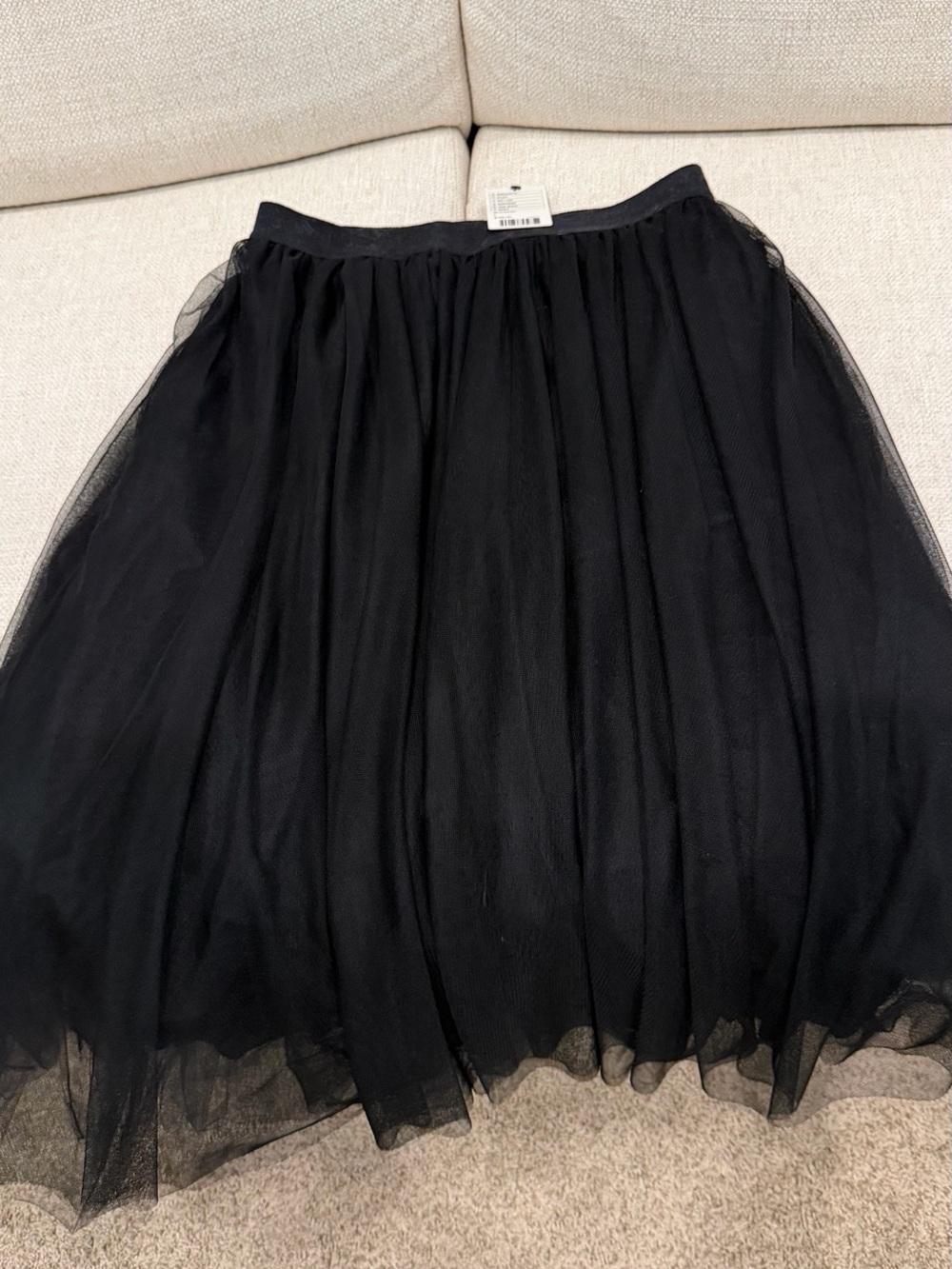 Black Tulle Midi Skirt - Women's Flowy Layered Design